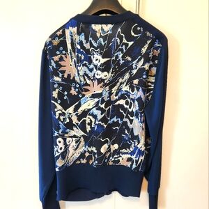 Ted Baker navy print back bomber cardigan size M